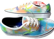 Vans Women's Authentic Retro Mart Paint True White Canvas Shoes Size 7.5 NIB