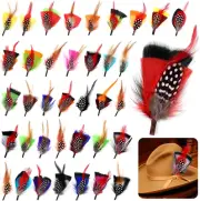 36 Pieces Hat Feathers Colorful Large Hat Band Real Feathers Pack Xmas Pin Decor