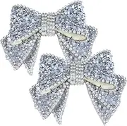 [SOESFOUFU] 2pcs Rhinestone Bowknot Shoe Charms Sparkly Shoe Decorations for Women for Personalizing Footwear and Accessories