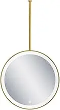 Ceiling Mounted Mirror with Light,HD Bathroom Vanity Mirror,Metal Frame Tempered Glass,for Entrance Cloakroom(Customizable 360° Rotation Boom)(Gold,60x60cm)