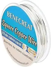 33 Feet 21Gague Square Copper Wire, Silver Craft Copper Wire Tarnish Resistant Jewelry Wire for Jewelry, Hobby Craft Making, Floral, Decorations