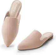 [ATHMILE] Mules for Women Flats Slides Comfortable Pointed Toe for Business Work Dress Casual Teacher Easy Slip on Shoes