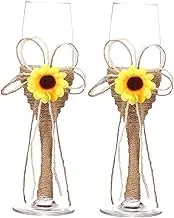 Amosfun 1Pair Creative Sunflower Rope Goblets Unique Wedding Wine Glasses for Parties High Transparency Glass with Design for Weddings and Housewarmings
