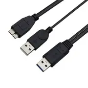 Dual USB 3.0 A Male to Micro-B Male+Male Power Supply Y Cable for Hard Drive HDD
