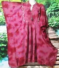 +SIZE BOHO EMBROIDERED KAFTAN MAROON MI& LILAC LONGER TUNIC DRESS 16 - 30