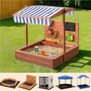 Keezi Kids Sandpit Outdoor Toys Wooden Sand Pit Play Box Canopy Children Toy model1- Square Funnel Sandpit