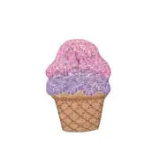 iron on patch Pink/Purple Ice Cream Cone Measures 1-3/8" x 2-3/4"