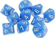 simhoa 10pcs 10 Sided Dice Set DND Role Playing Dice for Math Learning, Casino, Games, Party Favor and Gifts - Blue