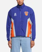 [MITCHELL & NESS] Mitchell & Ness New York Knicks Nylon Track Jacket Blue/orange - Size S S Blue/Orange