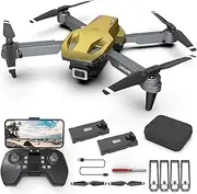 RC Quadcopter with Camera for Kids, Foldable Drone Toys (Yellow)