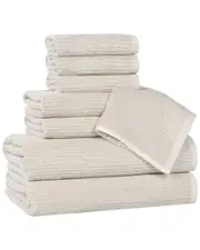 Superior Destin Medium Weight Solid Ribbed 8pc Towel Set