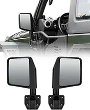 ROADER Fit for Jeep Side View Mirrors Fits for ROADER Half Doors for 2007-2018 Jeep Wrangler JK & 2018-2025 Jeep Wrangler JL Gladiator JT- 1 Pair, Black