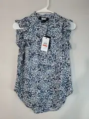 DKNY Button Up Shirt Women's Size XS Flutter Sleeve