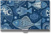 LKHDS Slim Aluminum Alloy Business Card Holder Fish And Shells Pocket Business Card Case Portable Business Card Wallet Business Card Holders Handheld Card Box for Women Men, style, One size