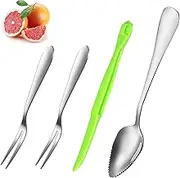 CALLYSONIC Grapefruit Spoon, Set of 4, Kiwi Spoon, Grapefruit Spoon, Grapefruit Utensil Set, Dishwasher Safe, Stainless Steel Grapefruit Spoon for Apple, Pear, Citrus Fruits