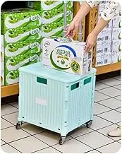 Foldable Shopping Cart Trolley Basket Rolling Folding Grocery Portable [Colour: Blue]