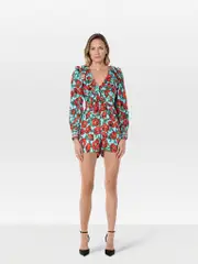 Blue & Red Floral Playsuit
