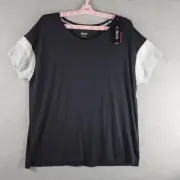 NWT Zelos Athletic T-Shirt Women L Black Mesh Short Sleeve Soft Yoga Pilates