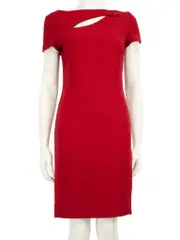 Red Wool Front Cut Out Dress