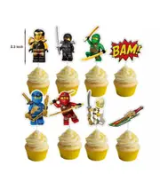24Pcs Cupcake Topper Ninjago Tableware Party Supplies Kids Birthday Decoration