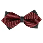 Men's Striped Pre-tied Bow Ties Neck Adjustable Wedding Pointed One Size Red
