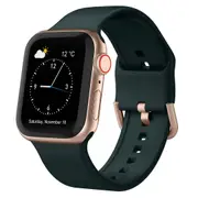 For Apple Watch Series 8,45-mm Case,Pin Buckle Silicone Watch Band,Dark Green