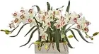 Cymbidium Arrangement in White Vase Artificial Plant