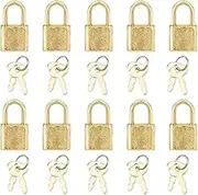 10pcs Mini Cute Diary Padlocks Gold Small Luggage Locks with Keys for Jewelry Boxes Decor