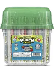 Sour Punch Twists Blue Raspberry Cherry Strawberry 3.9 Pound Tub Candy