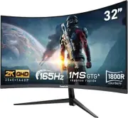 Gawfolk QHD 32 inch Curved Gaming Monitor 2K(2560 * 1440) 165Hz PC Monitor Scree