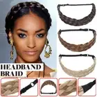 US Women Girls Elastic Hair Band Wrap Headband Plaid Hairband Braided Head Band
