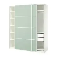 在飛比找IKEA優惠-IKEA 滑門衣櫃/衣櫥, 白色/雙面設計 淺綠色, 200