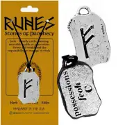 Viking Nordic Pagan RUNE "FEOH" Power Wealth 2-sided Amulet w/Cord & Card