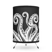 Tentacles Tripod Lamp with Printed Shade, Lovecraft, Cthulhu, Horror