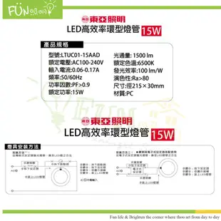 特價含稅 東亞 LED T8 15W 環型燈管 圓形燈管 替代傳統 30瓦 30W FCL 圓燈管 環形 燈管