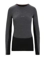Icebreaker 260 ZoneKnit LS Crewe Womens Thermal Top - Jet Heather/Black - L