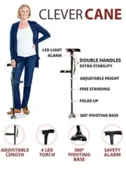 Clever Stable self-supporting folding cane with led light extra stability