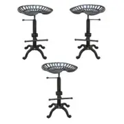 Home Square Adjustable Tractor Seat Stool in Black - Set of 3