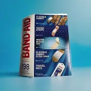 Band Aid 198 Pieces Flexible Flex Fabric Variety Bandages with Travel Pack