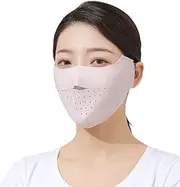 Sun Protection Face Cover, UPF 50+ UV Face Mask with Ear Loops, Ice Silk Washablea Reusable Breathable Face Covering Protection Sunscreen Mask Golf Sports Face Mask for Women (Pink)