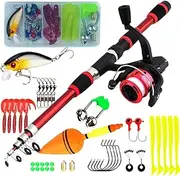 Generic Fishing Rod Pole Reel Lures Baits Jig Hooks Kits 1.8M Telescopic Rod Fishing Pole Set Full Kits Fishing Accessories