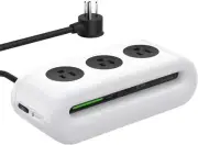 6 Port Charging Station Surge Protector w/ 3 AC, 2 USB C, 1 USB A, 5ft Extension