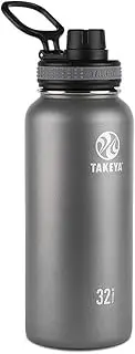 Takeya Australia Takeya Originals Vacuum-Insulated Stainless-Steel Water Bottle, 950ml, Graphite Vacuum Insulated Double Walled Water Bottle, Graphite, 32 oz