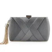 Handbag Wallet Stylish Multi-Color Dinner Bag Evening Luxury Women Bridal Party Prom Golden Tassel Wedding Clutch Purse Silk Handbag Dark Grey