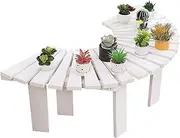 Wrap Around Tree Bench Wooden Garden Curved Benches, Outdoor Patio Furniture Backless Bench Weatherproof Slatted Seating for Porch, Lawn, Park, Backyard(Round)