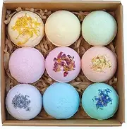 Pangolin House 9 Organic and Natural Bath Bomb Gift Set. Australian Handmade Fizzies for Bubble Bath. Rich in Essential Oil, Shea Butter, Jojoba Oil to Moisturise Dry Skin. Idea for Women.