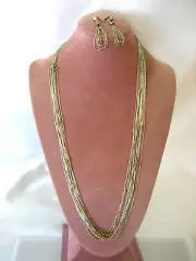 Vintage Coldwater Creek 15 Strand Sterling Liquid Silver Necklace Earring Set