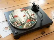 Magic Mushroom Felt Record Player Turntable Slipmat Mat, Psychedelic Shrooms LSD