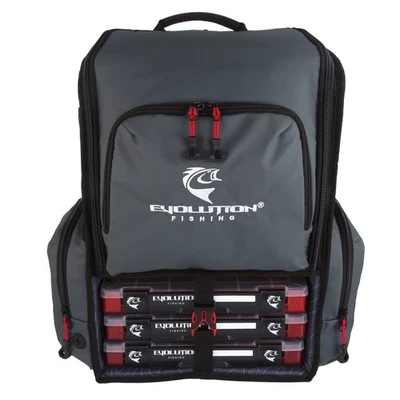 Evolution Outdoor Largemouth 3.0 Tackle Backpack, Grey, Large, 34034-EV