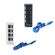 4-Port USB Hub with Individual LED Power Switches & Portable for PC